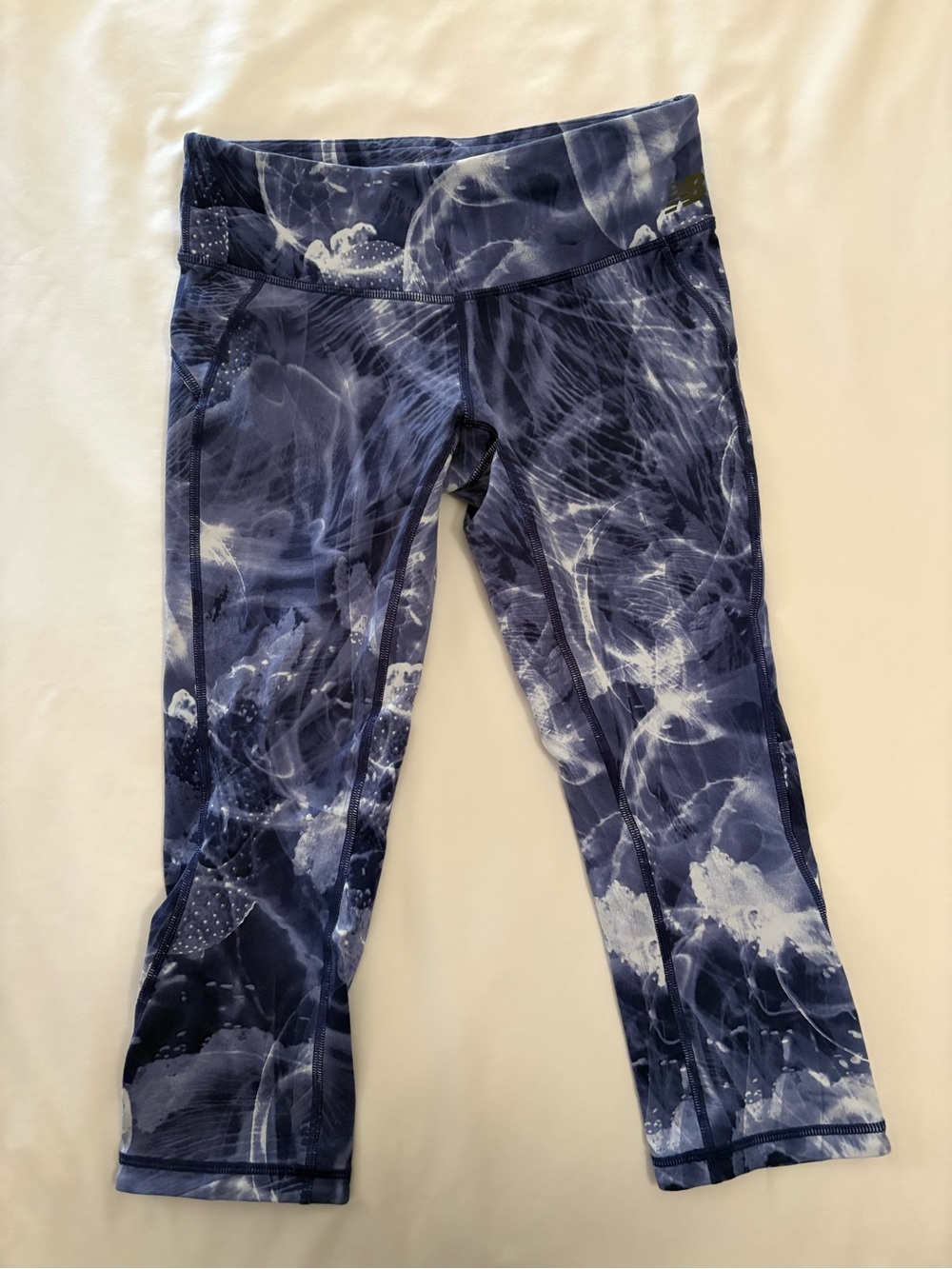 New Balance Blue and White Printed Capri Leggings